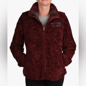 Pendleton Ladies' Fuzzy Zip Jacket Women's Sherpa Coat -  Dark Red, Medium